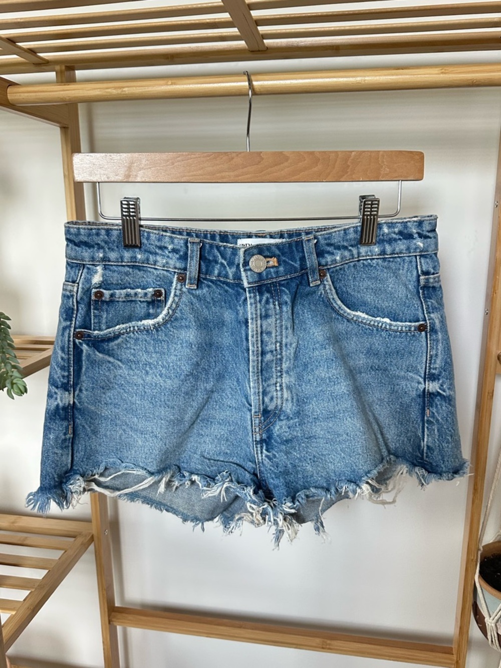 Zara Distressed Denim Shorts